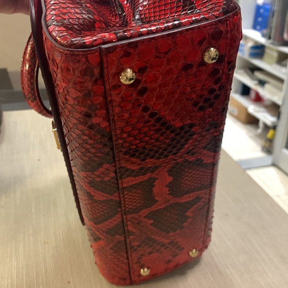 Gently used Dolce & Gabbana red medium Sicily Python Top Handle - Picture 5 of 14